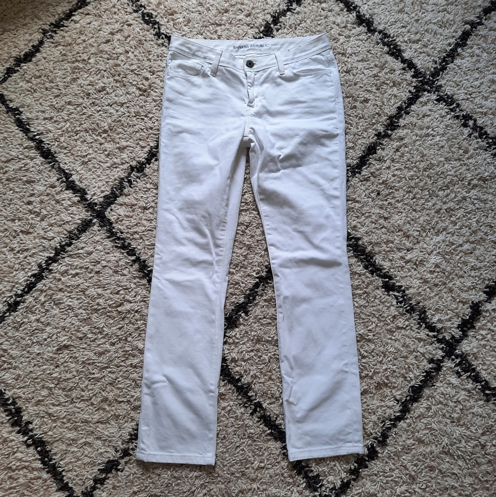 Banana Republic white straight jeans